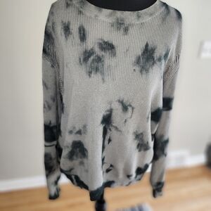 Gray and Navy Tie-Dye Sweater